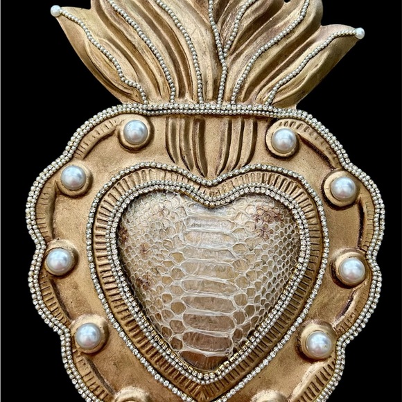 Gold Heart Wall Decor with Pearls